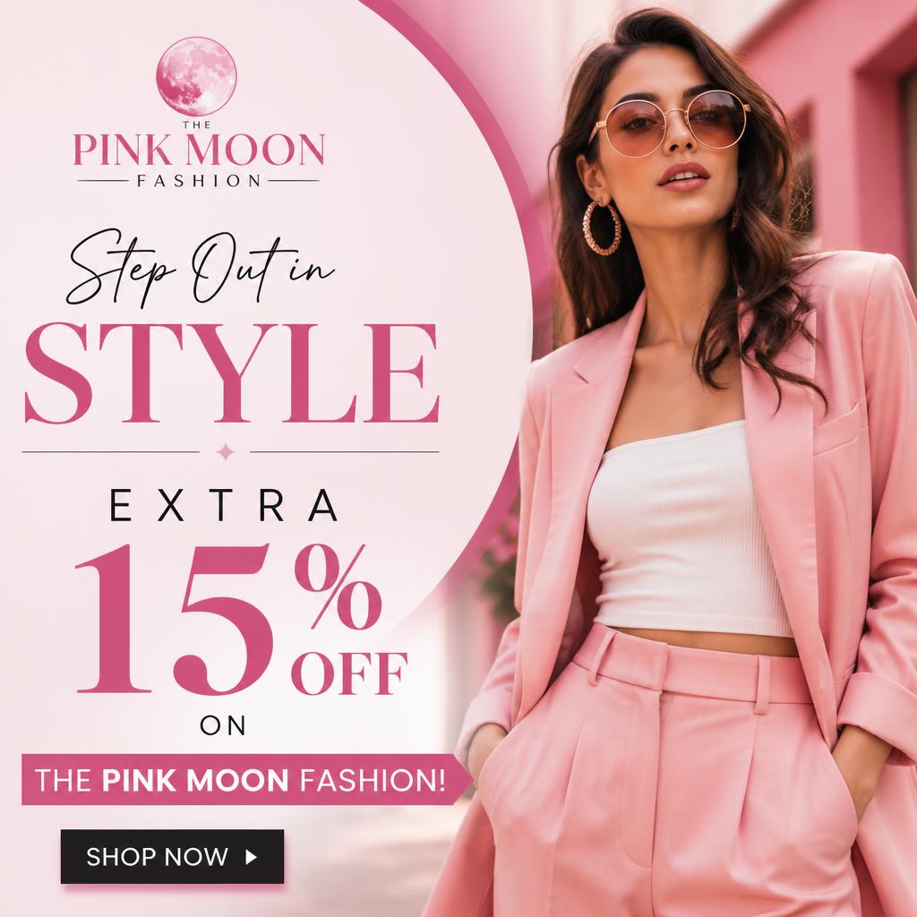 Step Out in Style: Extra 15% Off on The Pink Moon Fashion!
