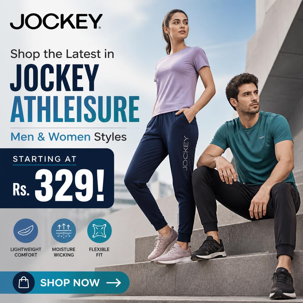 Shop the Latest in Jockey Athleisure – Men & Women Styles Starting at Rs. 329!