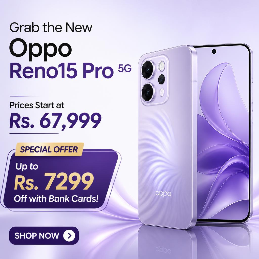 Grab the New Oppo Reno15 Pro 5G: Prices Start at Rs. 67,999 + Special Offer: Up to Rs. 7299 Off with Bank Cards!
