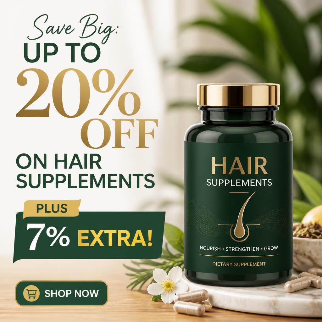 Save Big: Up to 20% Off on Hair Supplements Plus 7% Extra!