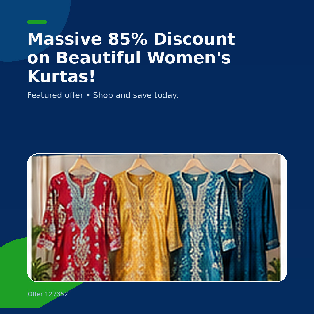 Massive 85% Discount on Beautiful Women's Kurtas!