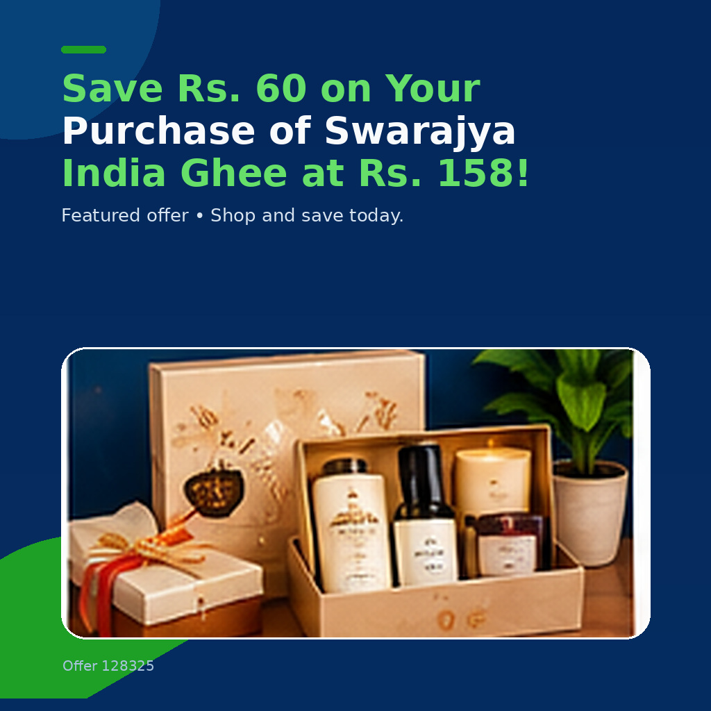 Save Rs. 60 on Your Purchase of Swarajya India Ghee at Rs. 158!