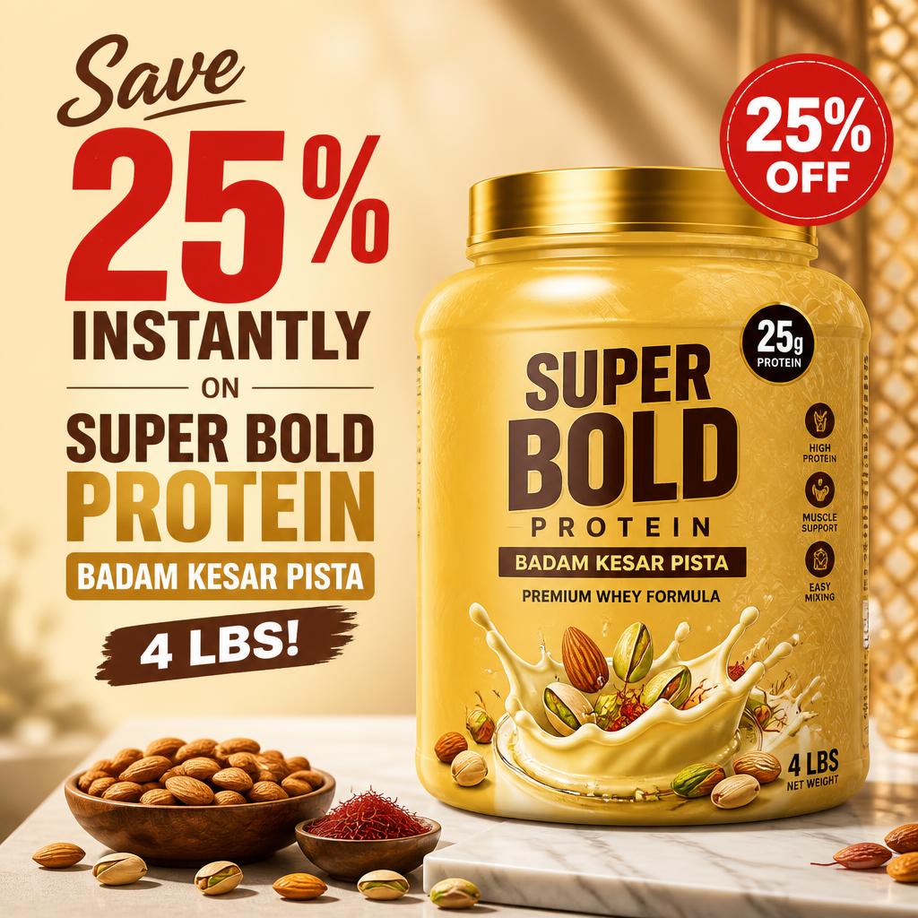 Save 25% Instantly on Super Bold Protein – Badam Kesar Pista 4 LBS!