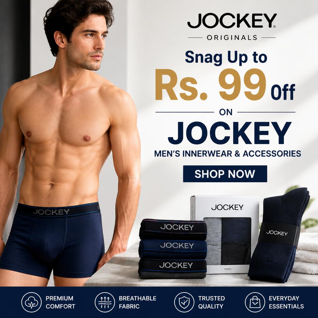 Snag Up to Rs. 99 Off on Jockey Men’s Innerwear & Accessories Now!