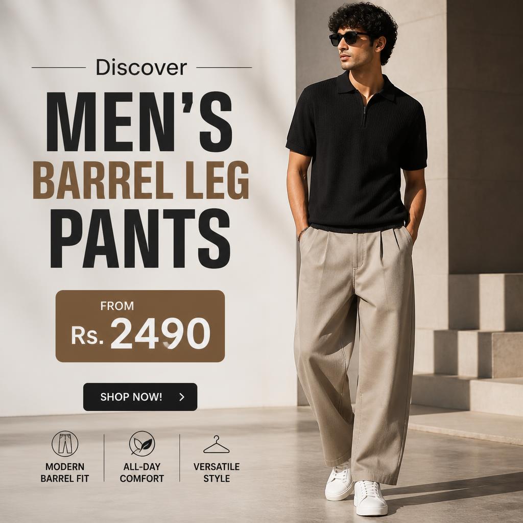 Discover Men's Barrel Leg Pants from Rs. 2490 - Shop Now!
