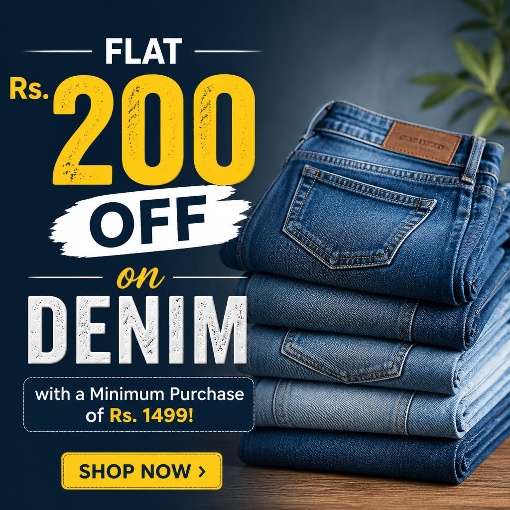 Flat Rs. 200 Off on Denim with a Minimum Purchase of Rs. 1499!