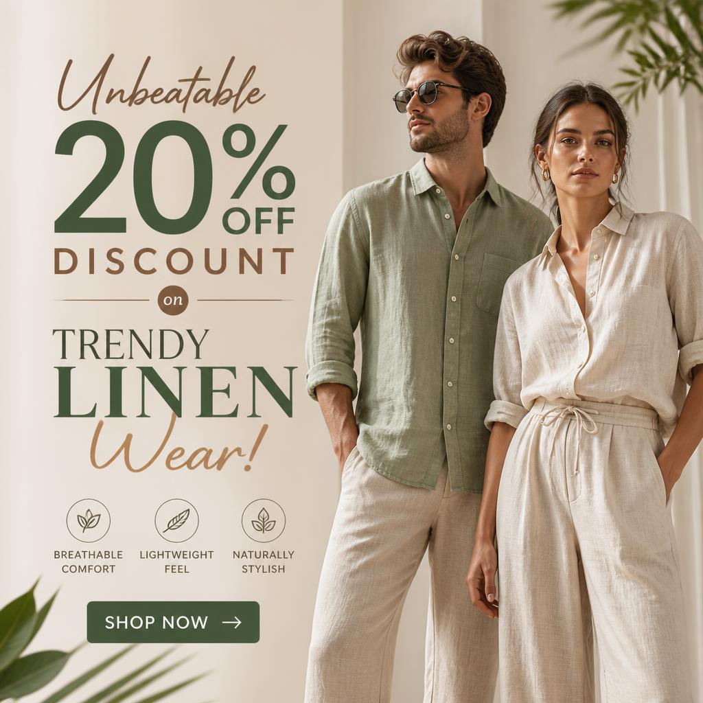 Unbeatable 20% Discount on Trendy Linen Wear!