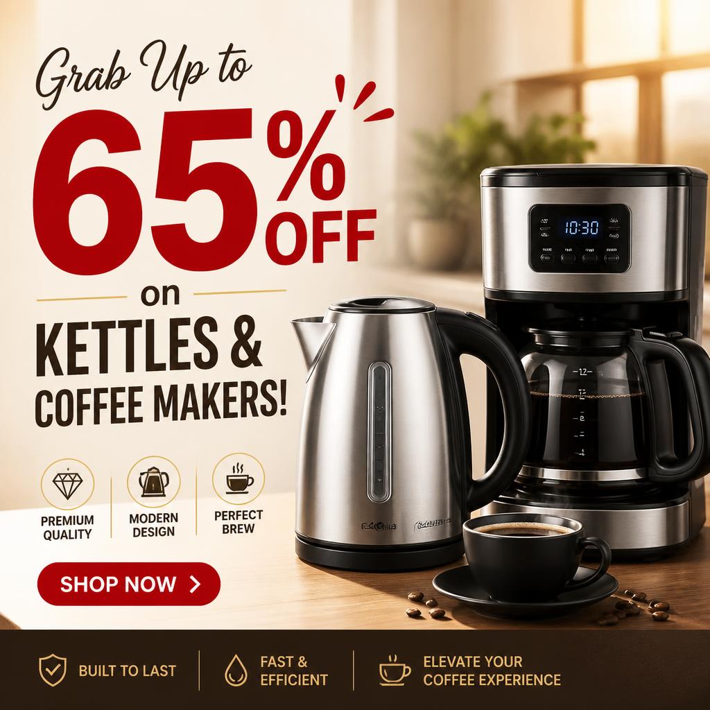 Grab Up to 65% Off on Kettles & Coffee Makers!