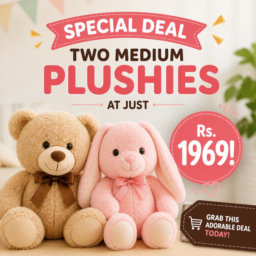 Special Deal: Two Medium Plushies at Just Rs. 1969!