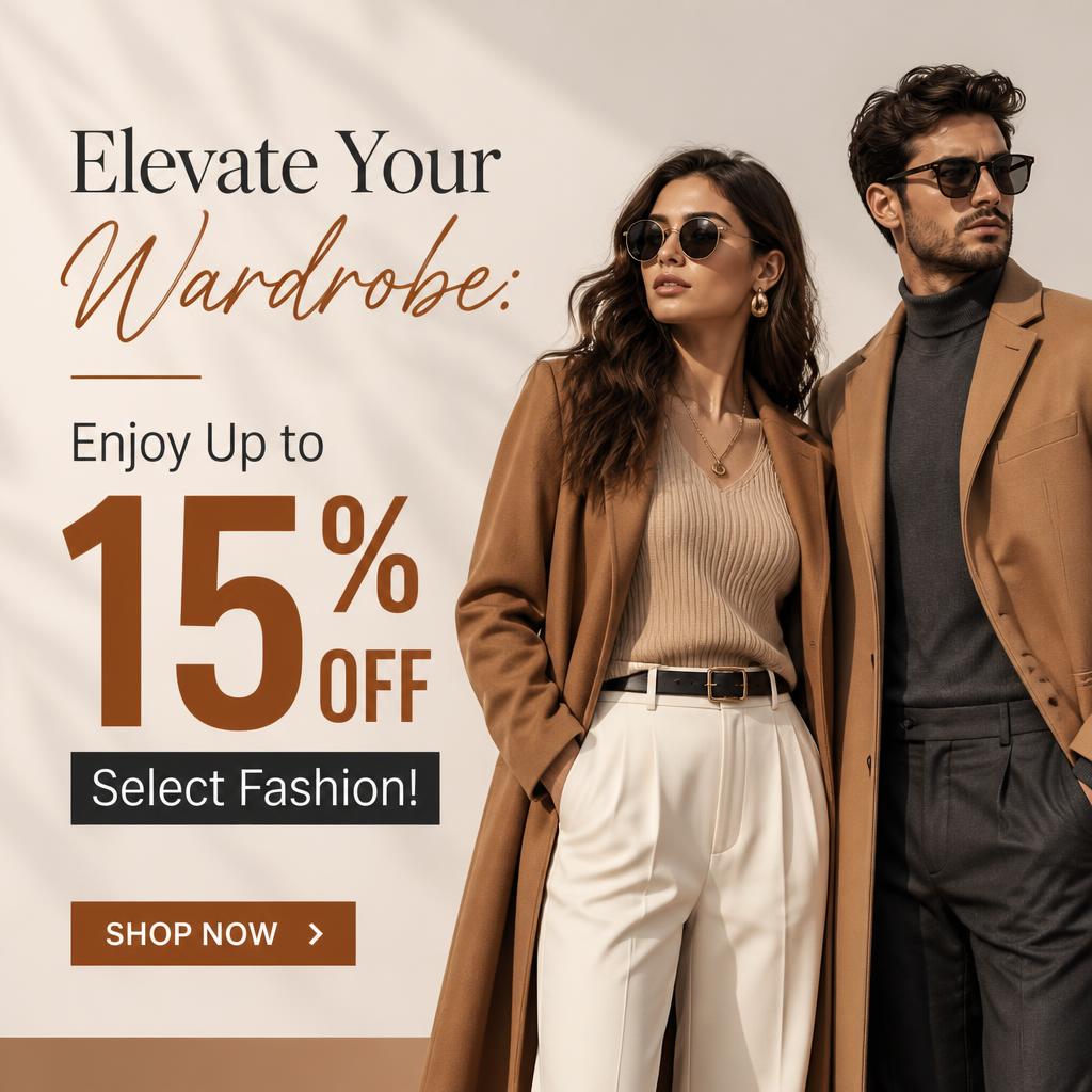 Elevate Your Wardrobe: Enjoy Up to 15% Off Select Fashion!