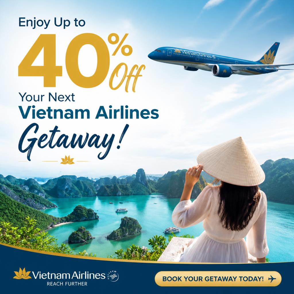 Enjoy Up to 40% Off Your Next Vietnam Airlines Getaway!