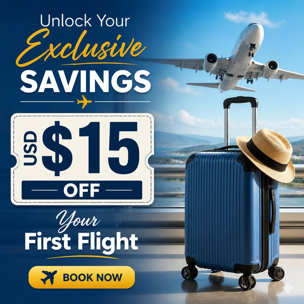 Unlock Your Exclusive Savings: USD $15 Off Your First Flight