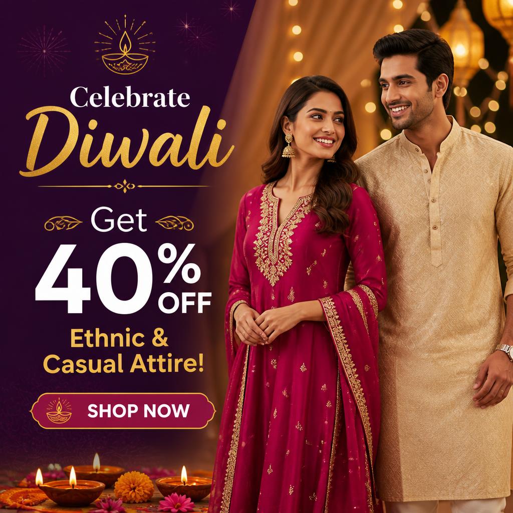 Celebrate Diwali: Get 40% Off Ethnic & Casual Attire!