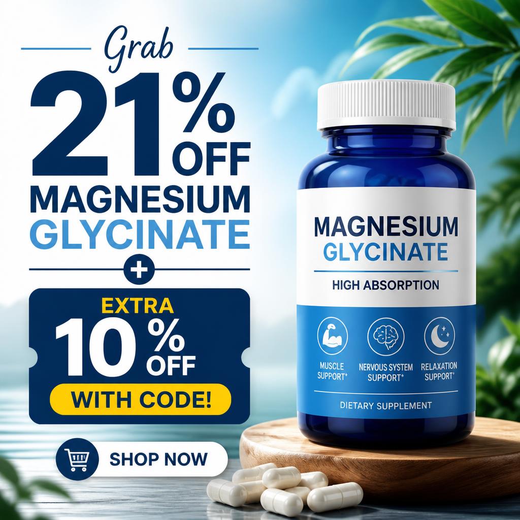 Grab 21% Off Magnesium Glycinate + Extra 10% Off With Code!