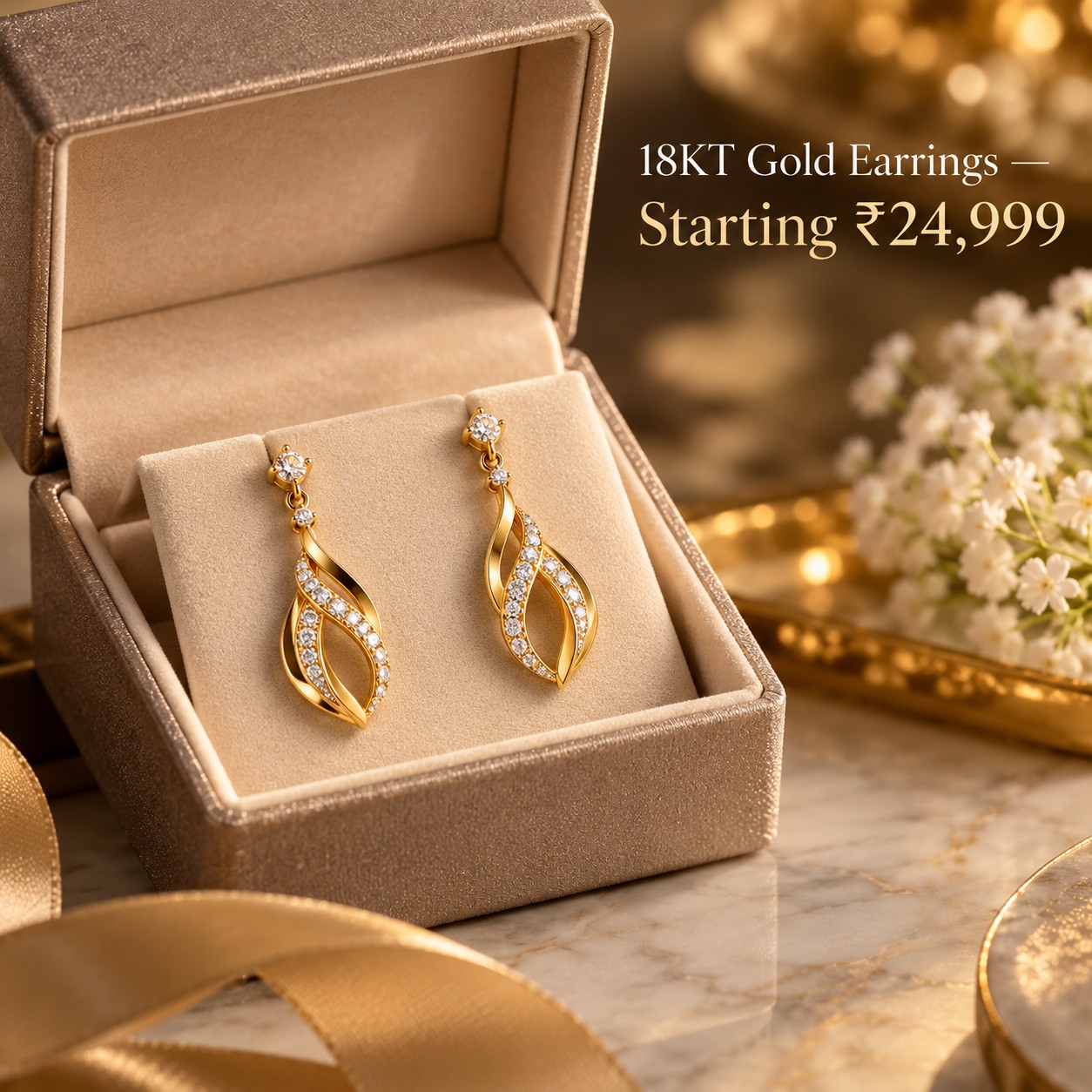 Grab Gorgeous 18KT Gold Earrings at Unmatched Low Prices!