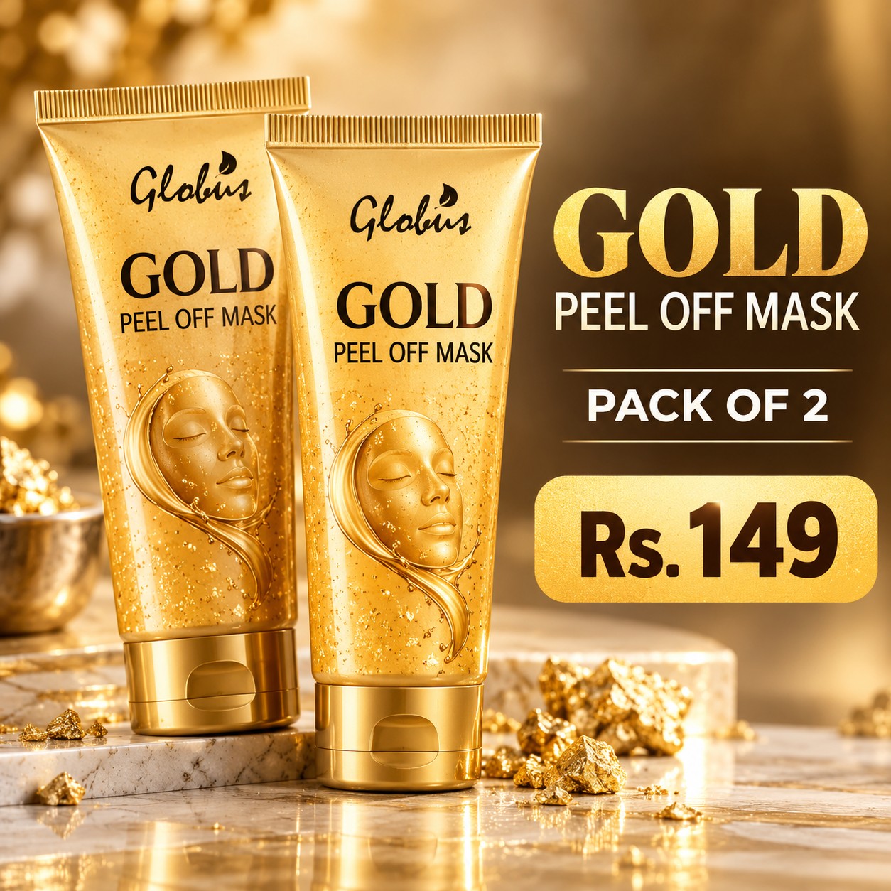 Get Your Globus Gold Peel Off Mask Pack of 2 - Only Rs. 149!