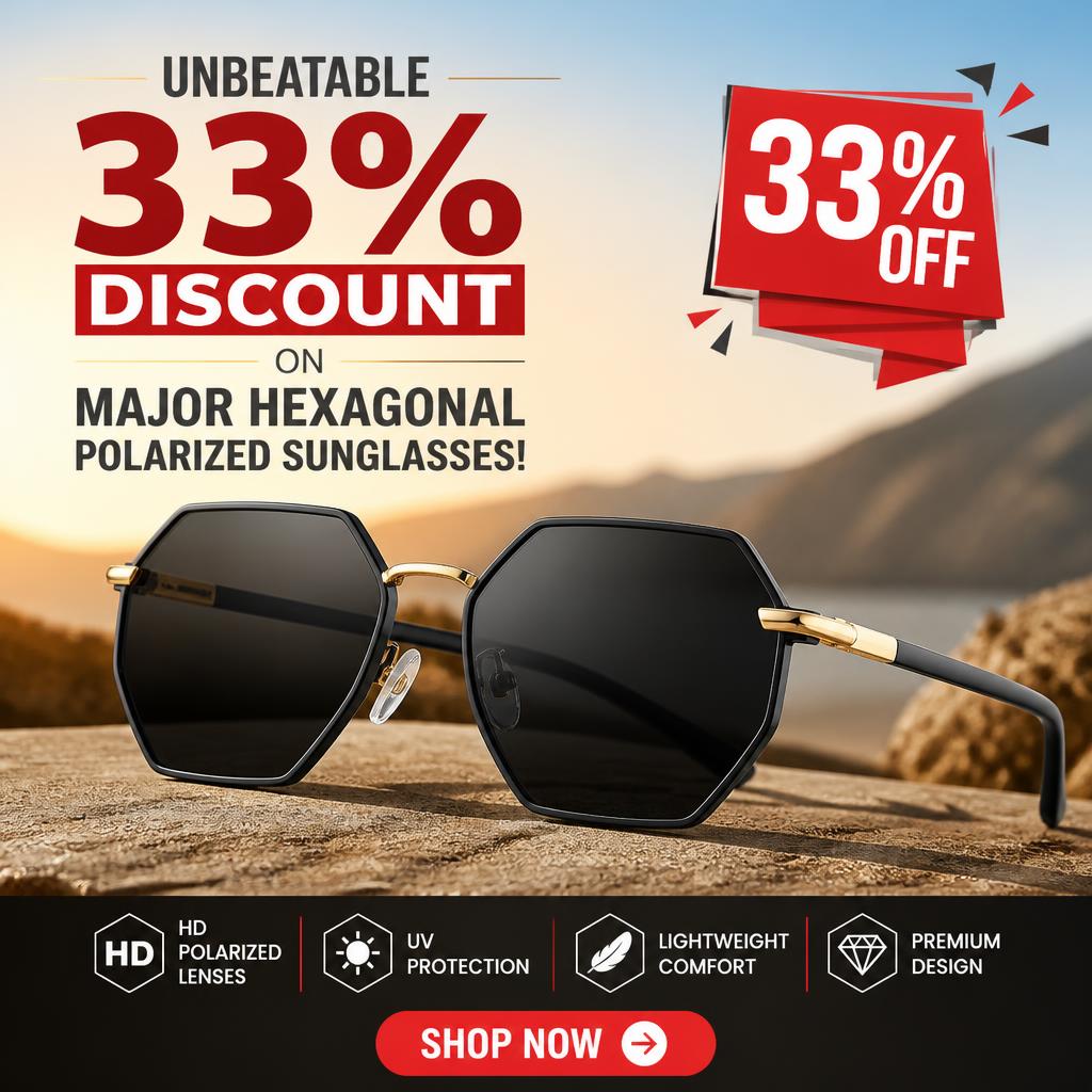Unbeatable 33% Discount on Major Hexagonal Polarized Sunglasses!