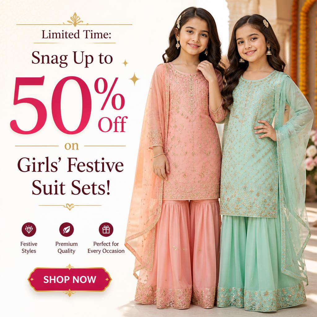Limited Time: Snag Up to 50% Off on Girls' Festive Suit Sets!