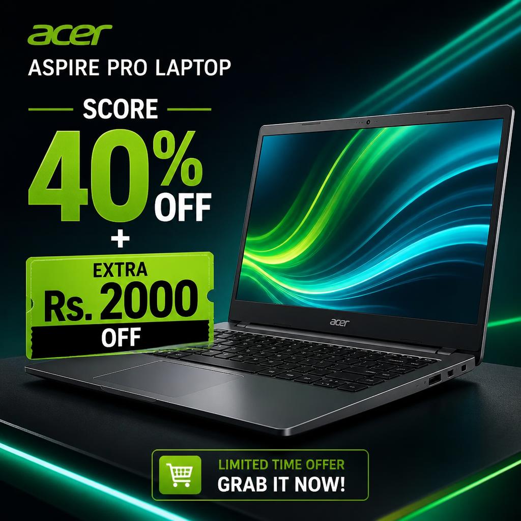Score 40% Off + Extra Rs. 2000 Off on Acer Aspire Pro Laptop
