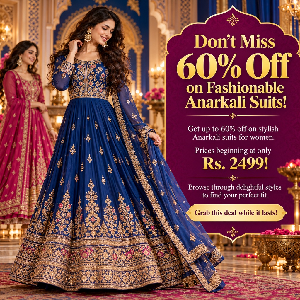 Don't Miss 60% Off on Fashionable Anarkali Suits!
