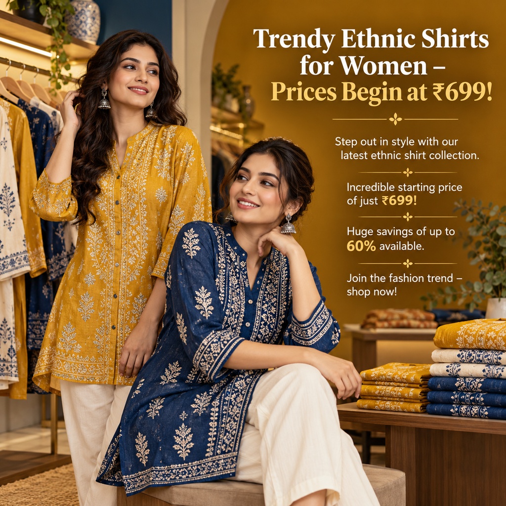 Trendy Ethnic Shirts for Women – Prices Begin at ₹699!
