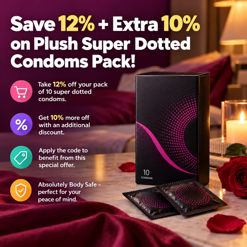 Save 12% + Extra 10% on Plush Super Dotted Condoms Pack!