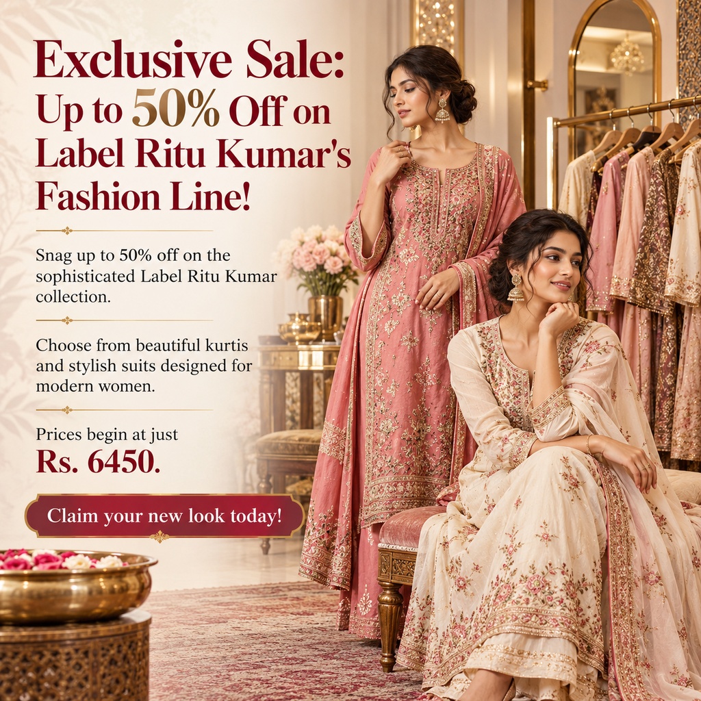 Exclusive Sale: Up to 50% Off on Label Ritu Kumar's Fashion Line!