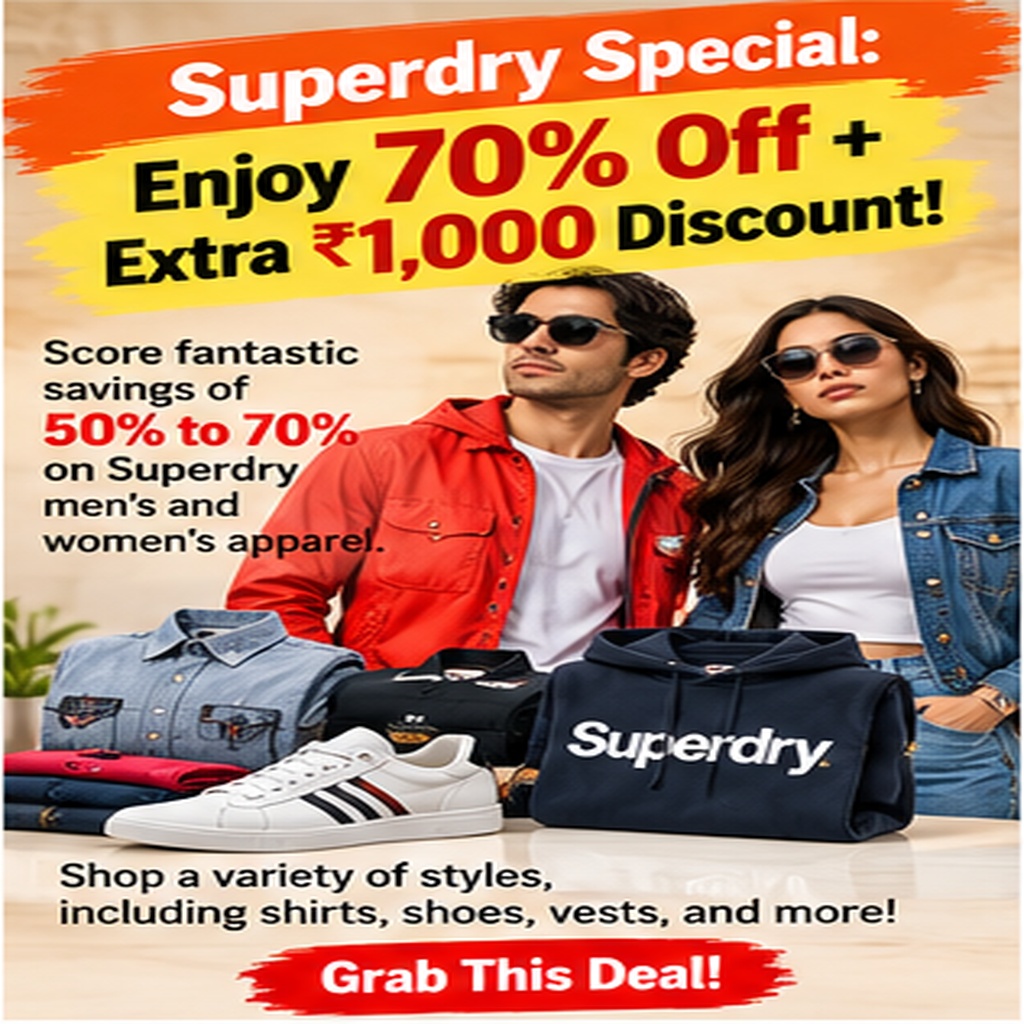 Superdry Special: Enjoy 70% Off + Extra ₹1,000 Discount!