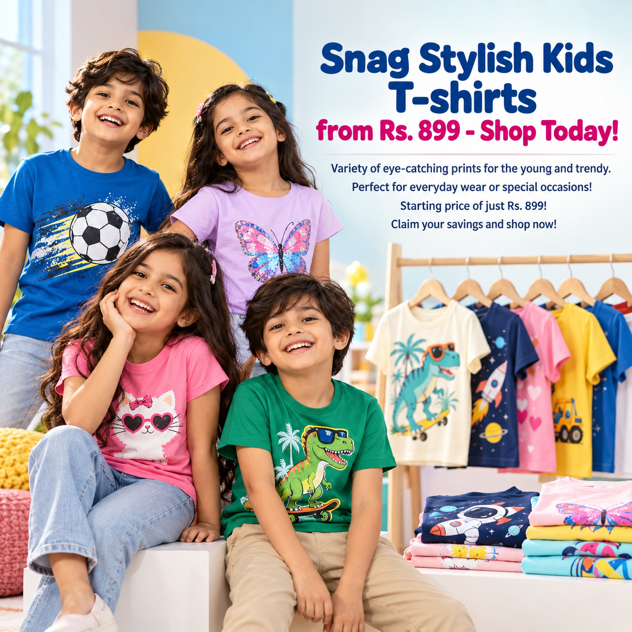 Snag Stylish Kids T-shirts from Rs. 899 - Shop Today!
