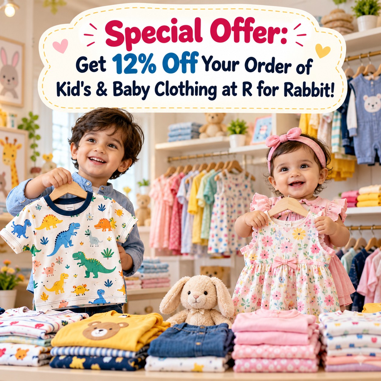 Special Offer: Get 12% Off Your Order of Kid's & Baby Clothing at R for Rabbit!