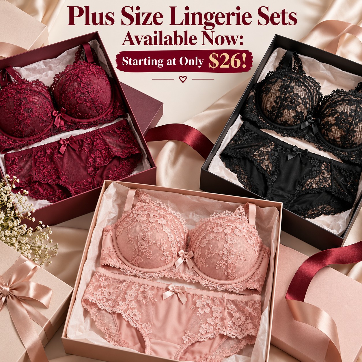 Plus Size Lingerie Sets Available Now: Starting at Only $26!