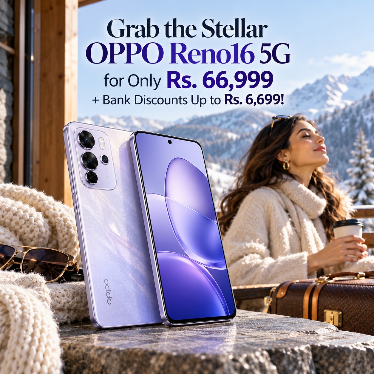 Grab the Stellar OPPO Reno16 5G for Only Rs. 66,999 + Bank Discounts Up to Rs. 6,699!