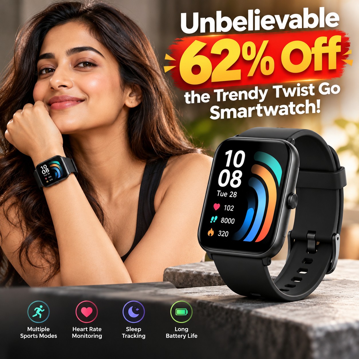 Unbelievable 62% Off the Trendy Twist Go Smartwatch!