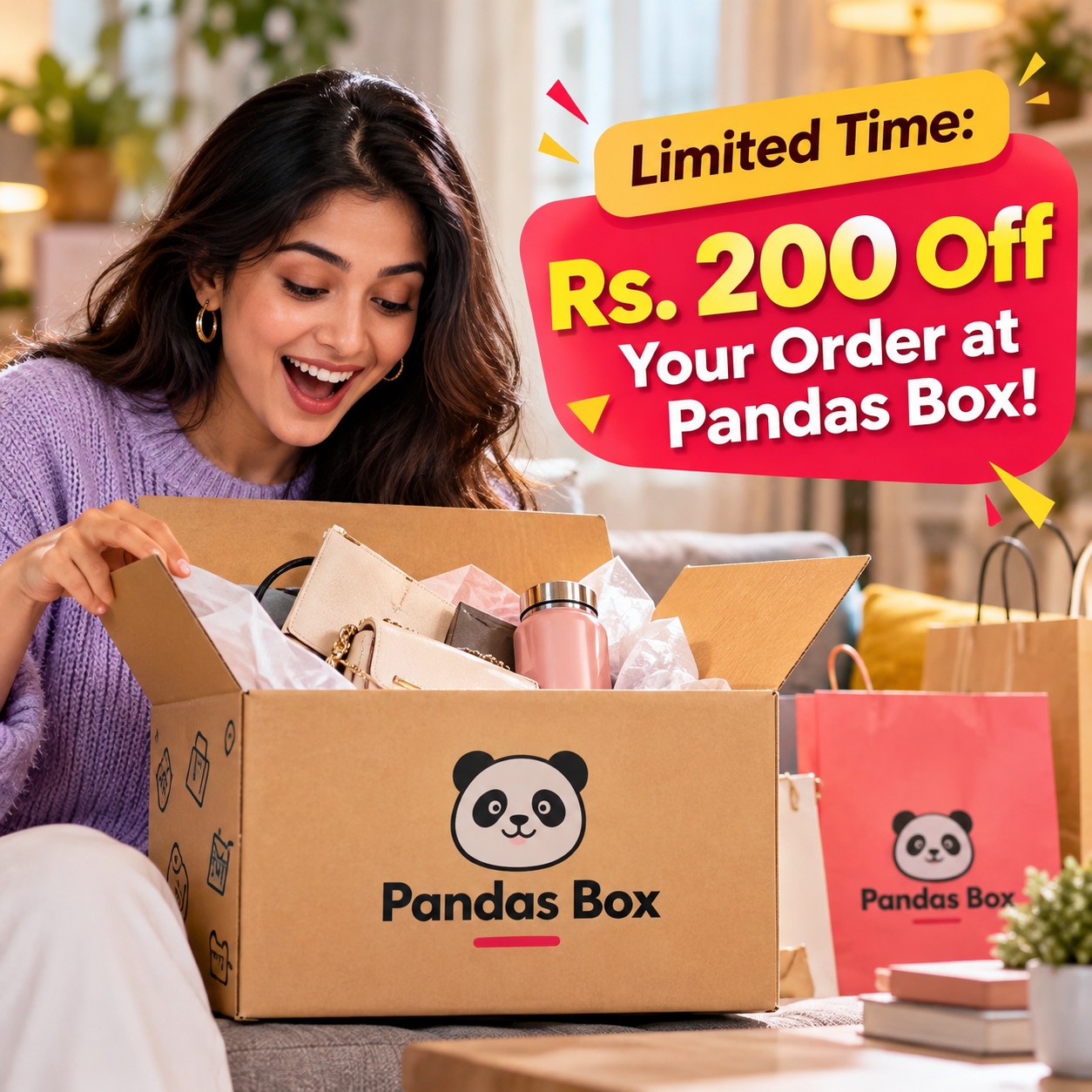 Limited Time: Rs. 200 Off Your Order at Pandas Box!