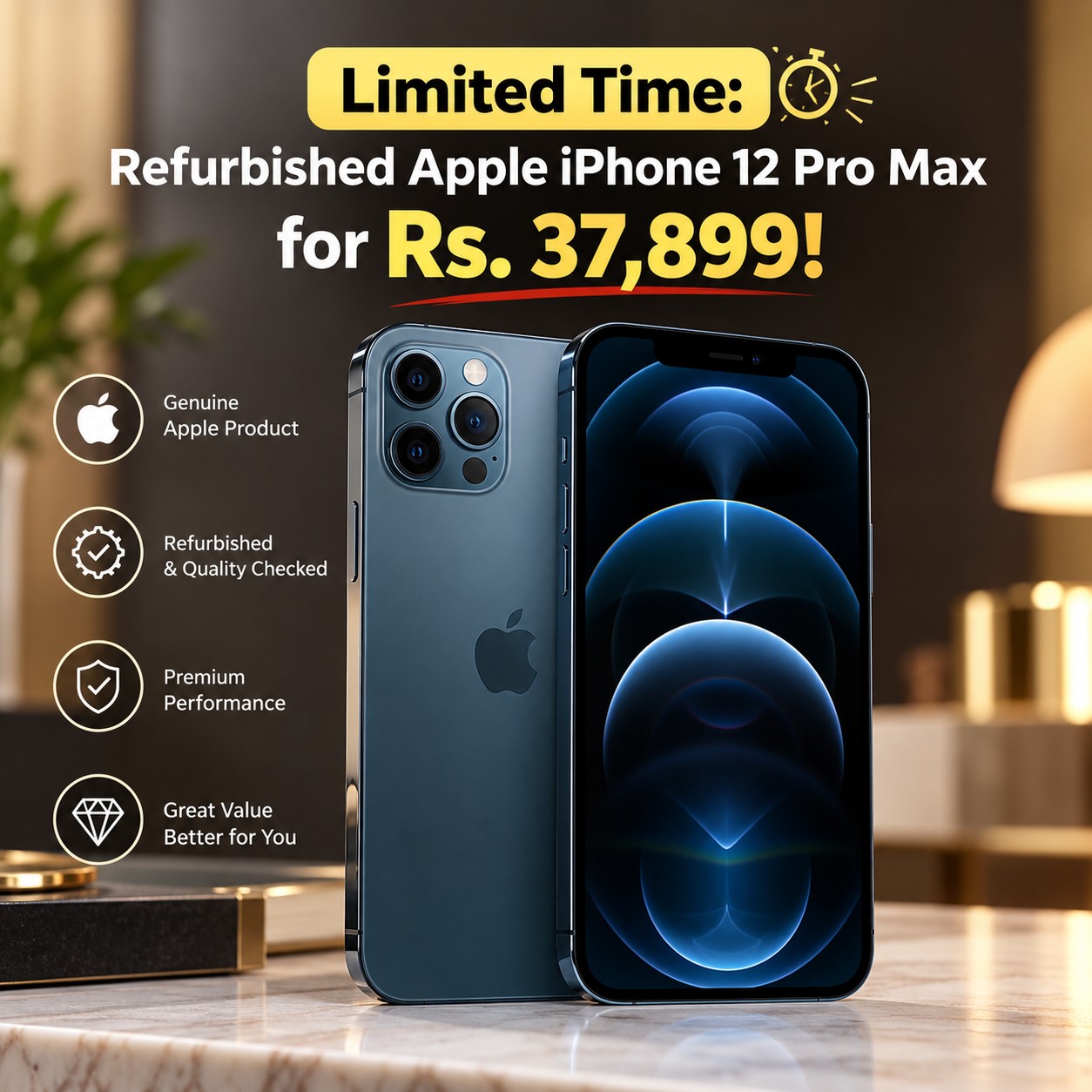Limited Time: Refurbished Apple iPhone 12 Pro Max for Rs. 37,899!