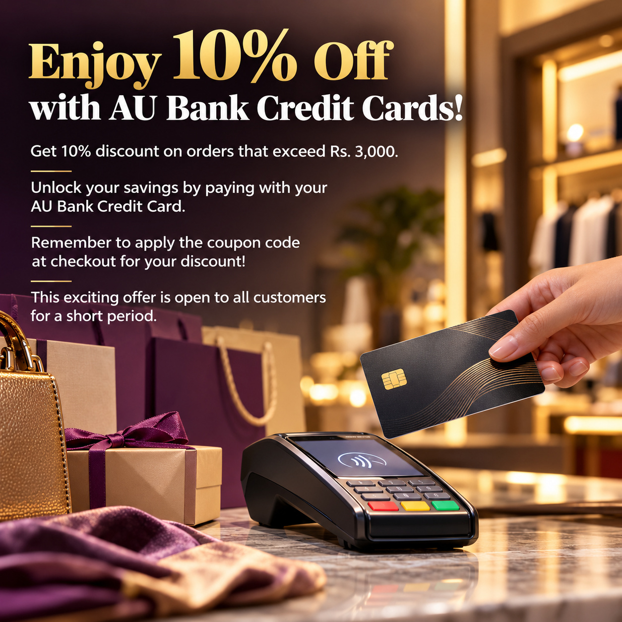 Enjoy 10% Off with AU Bank Credit Cards!