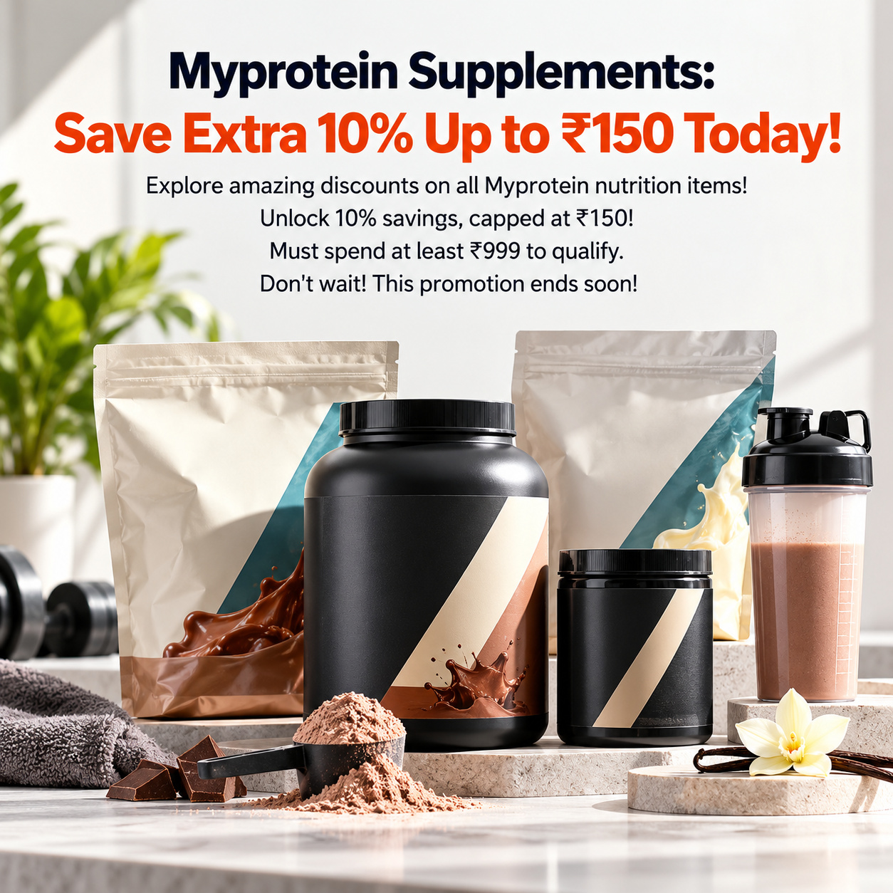 Myprotein Supplements: Save Extra 10% Up to ₹150 Today!