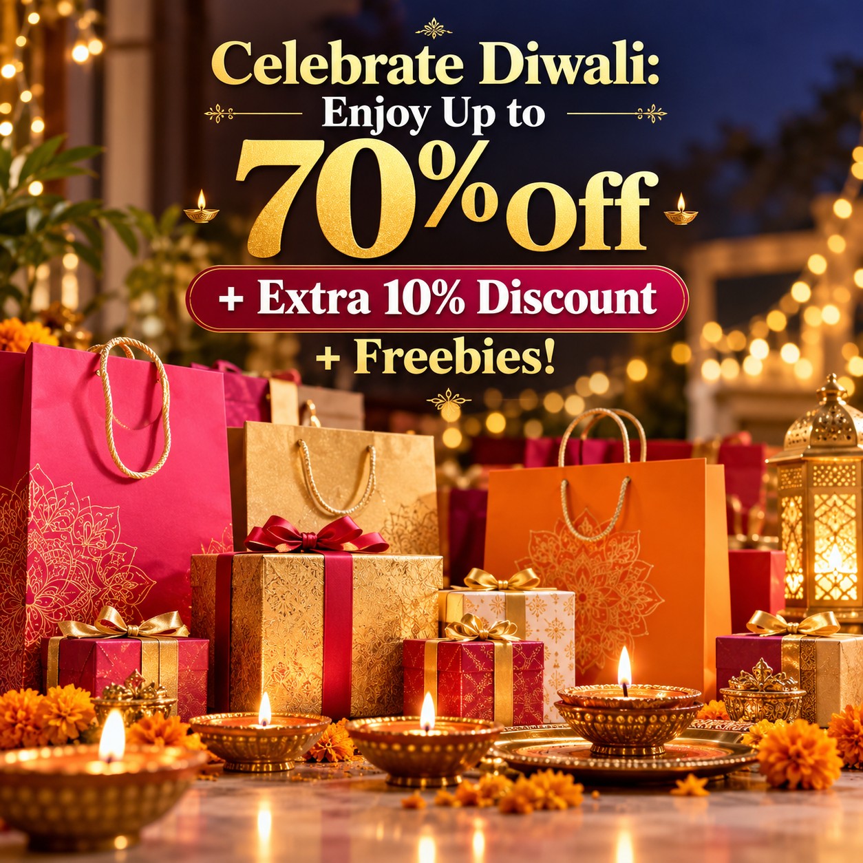 Celebrate Diwali: Enjoy Up to 70% Off + Extra 10% Discount + Freebies!