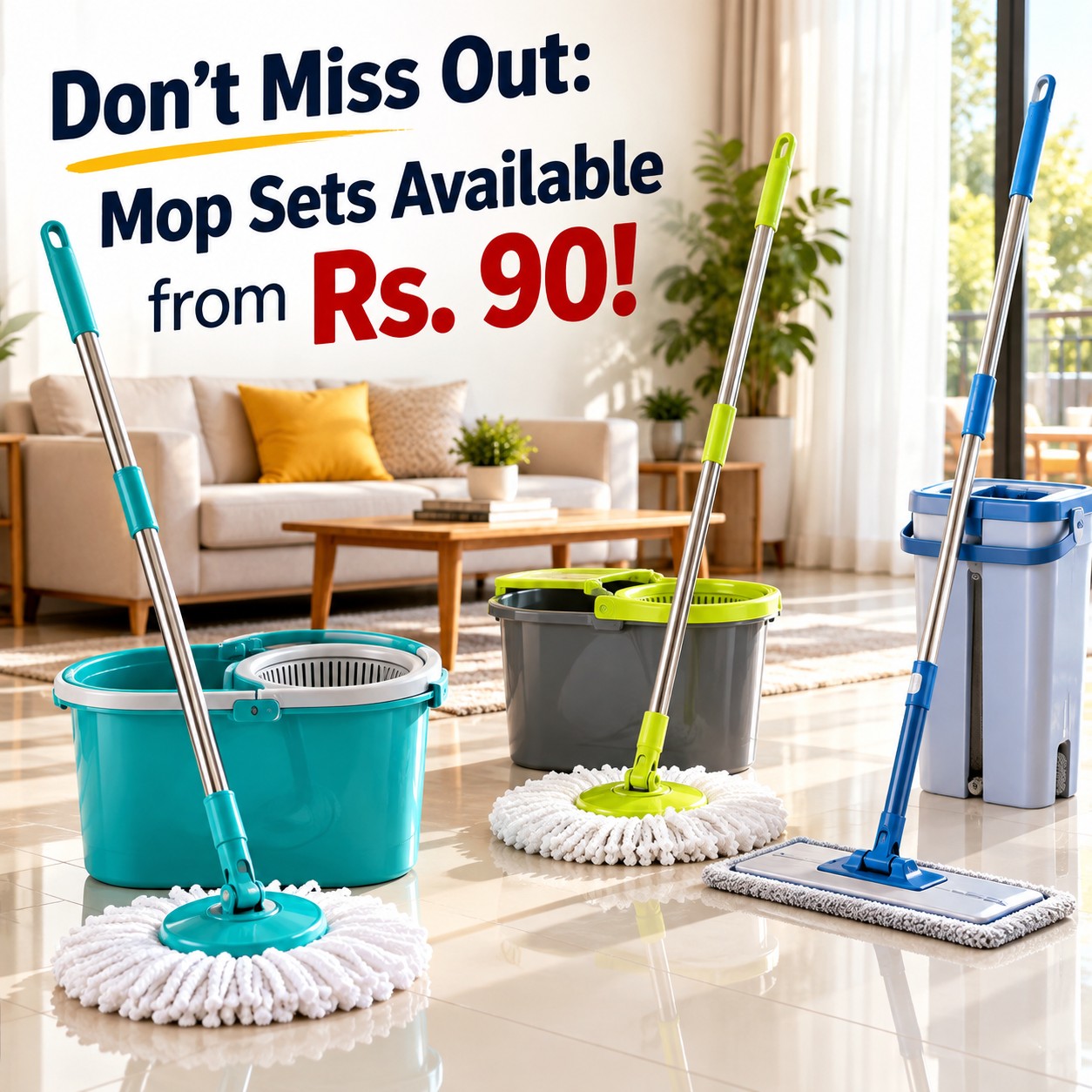 Don't Miss Out: Mop Sets Available from Rs. 90!