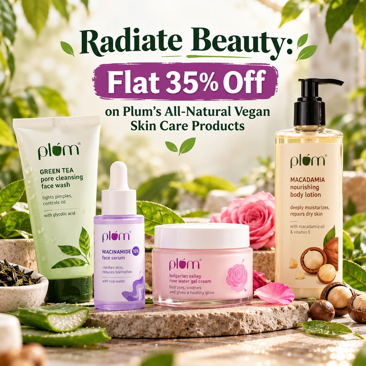 Radiate Beauty: Flat 35% Off on Plum’s All-Natural Vegan Skin Care Products