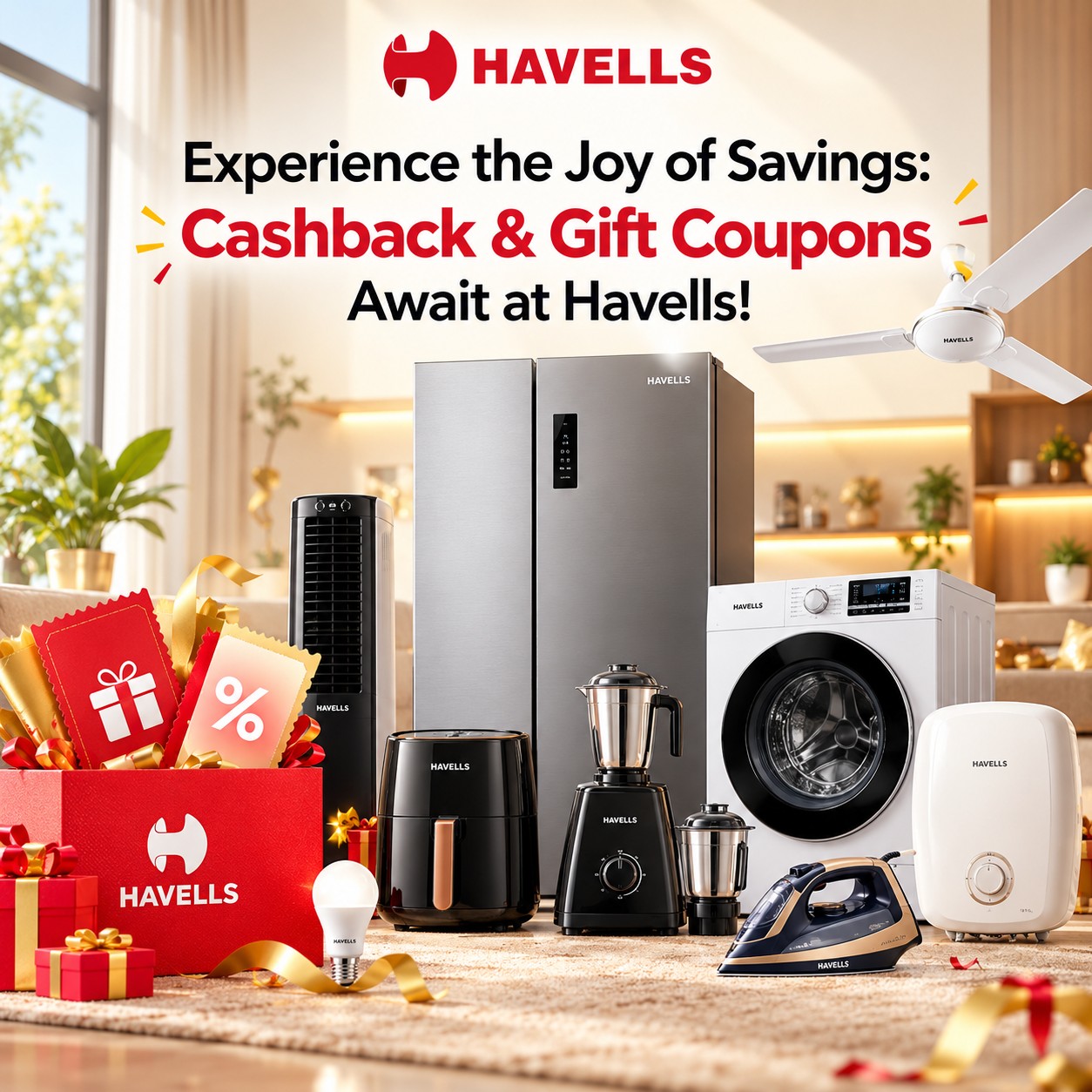 Experience the Joy of Savings: Cashback & Gift Coupons Await at Havells!