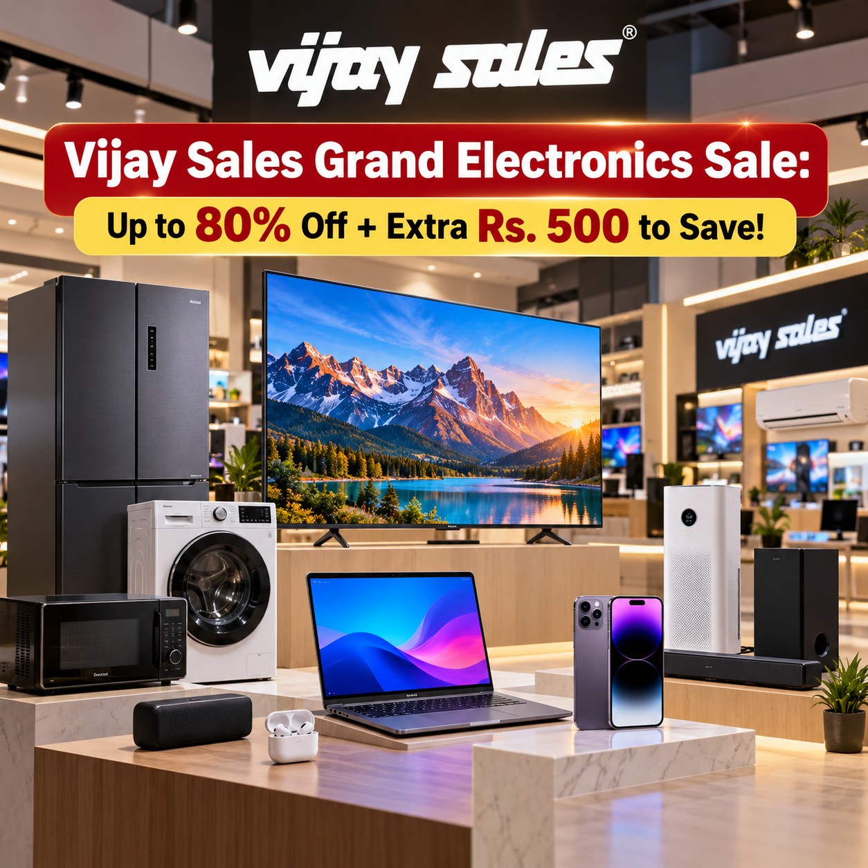 Vijay Sales Grand Electronics Sale: Up to 80% Off + Extra Rs. 500 to Save!