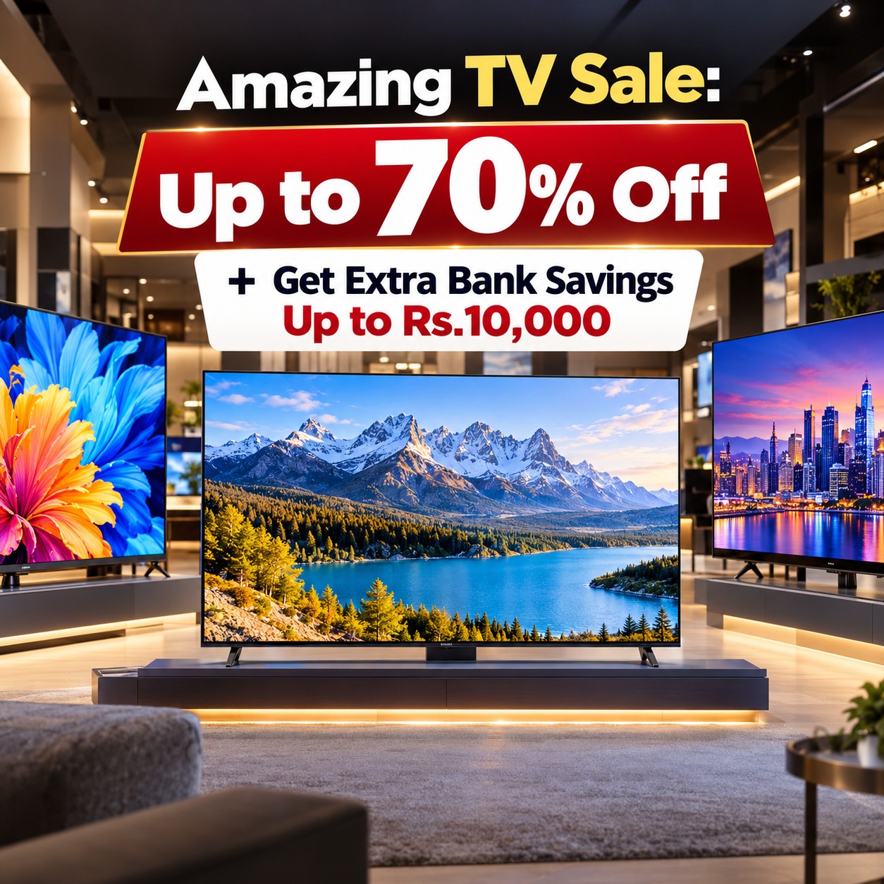 Amazing TV Sale: Up to 70% Off + Get Extra Bank Savings Up to Rs.10,000