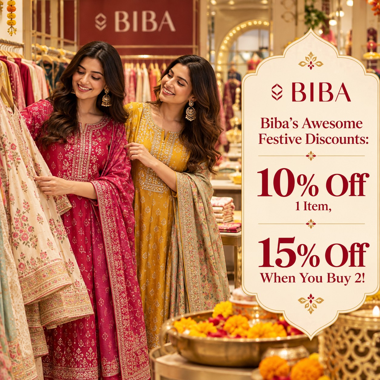 Biba's Awesome Festive Discounts: 10% Off 1 Item, 15% Off When You Buy 2!
