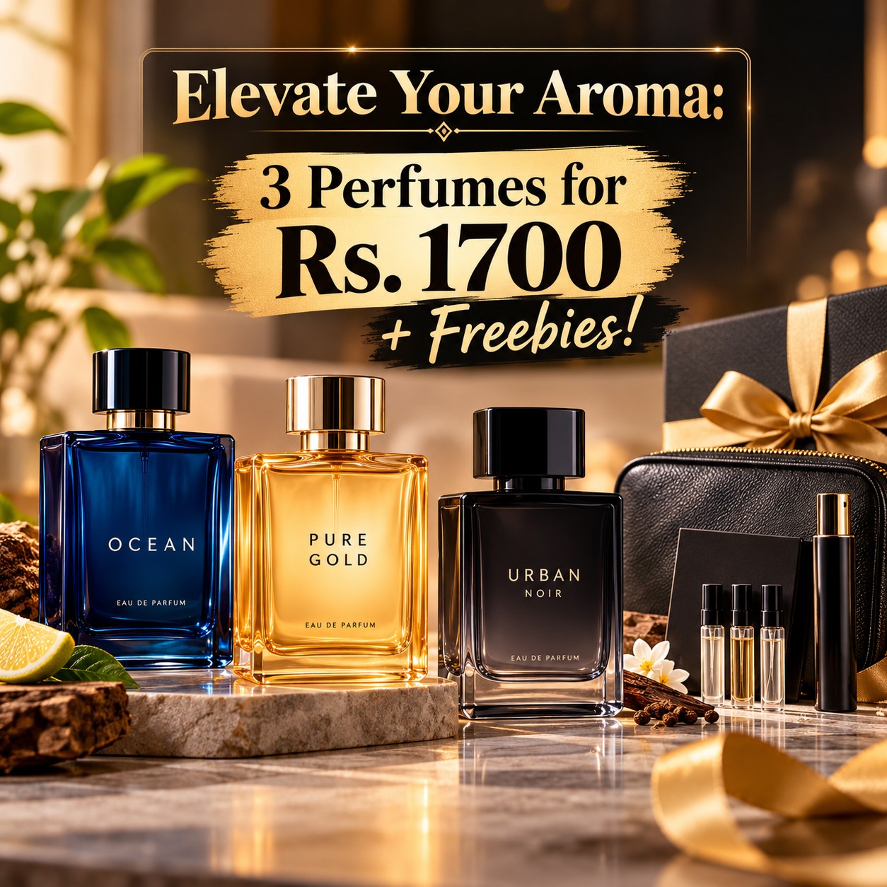 Elevate Your Aroma: 3 Perfumes for Rs. 1700 + Freebies!