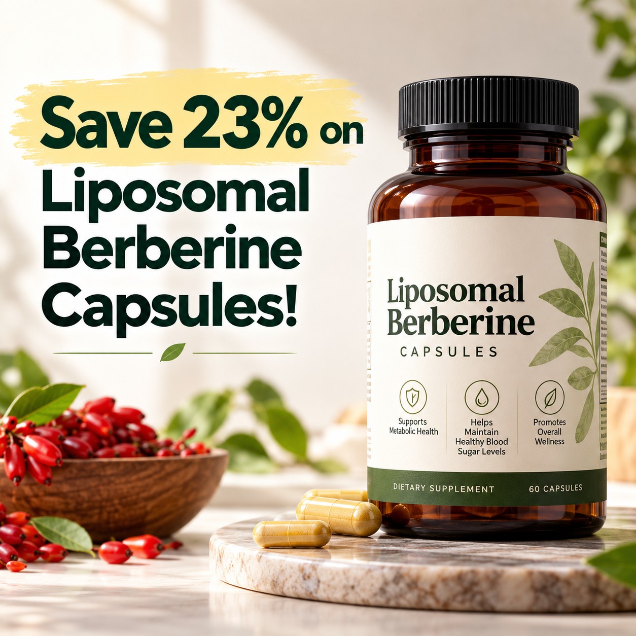 Save 23% on Liposomal Berberine Capsules!