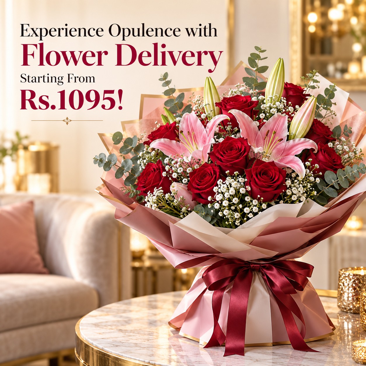 Experience Opulence with Flower Delivery Starting From Rs.1095!