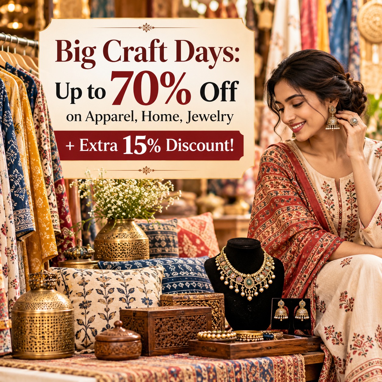 Big Craft Days: Up to 70% Off on Apparel, Home, Jewelry + Extra 15% Discount!