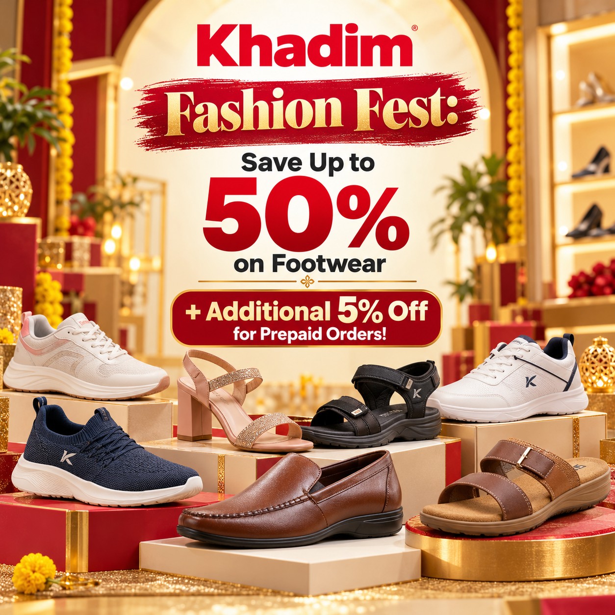 Khadim Fashion Fest: Save Up to 50% on Footwear + Additional 5% Off for Prepaid Orders!