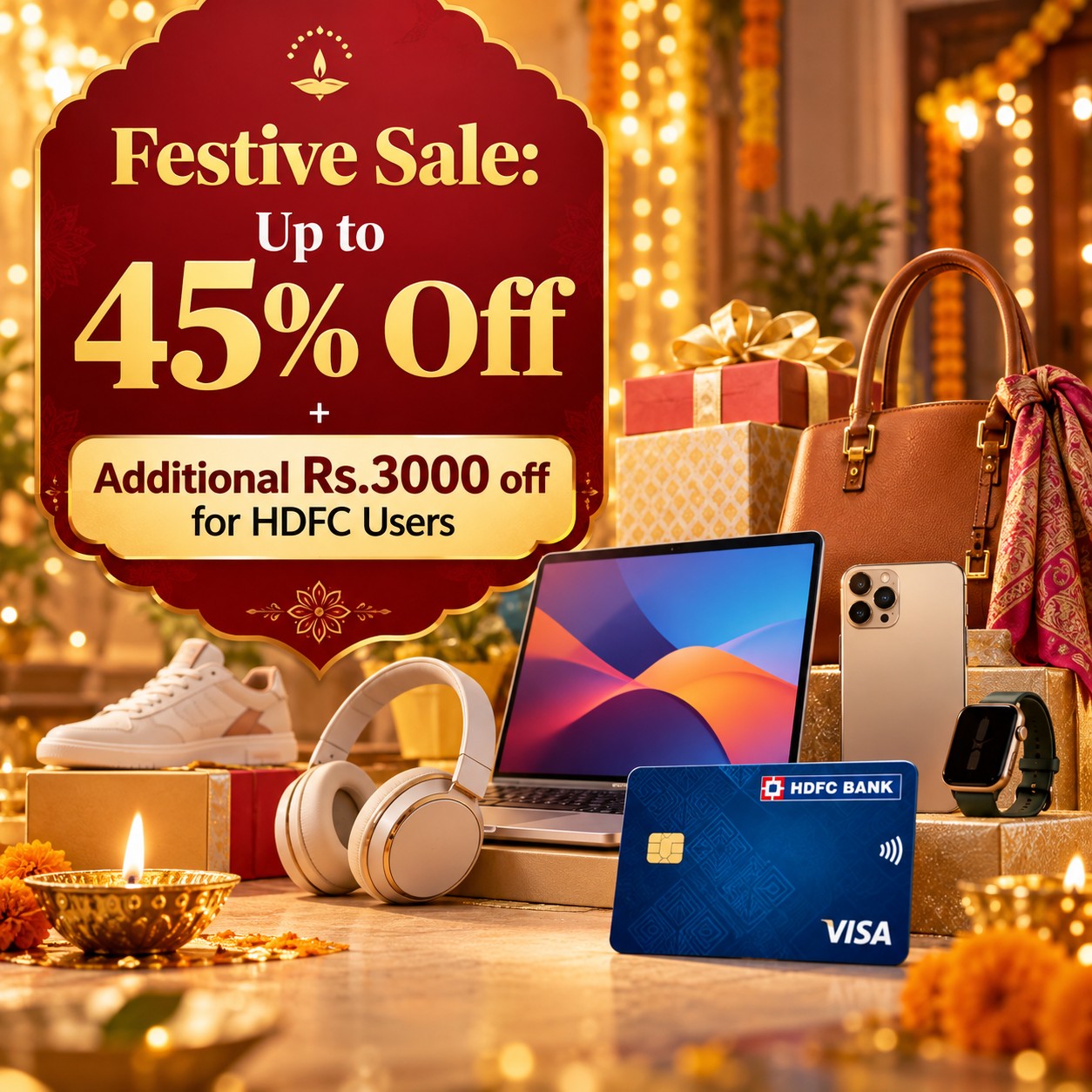 Festive Sale: Up to 45% Off + Additional Rs.3000 off for HDFC Users